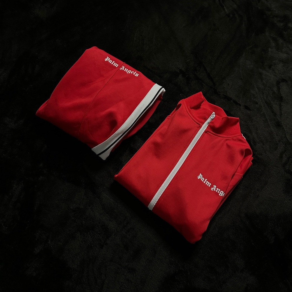 Palm Angels Red Track Jacket and Pants Set pants and sweatshirt included